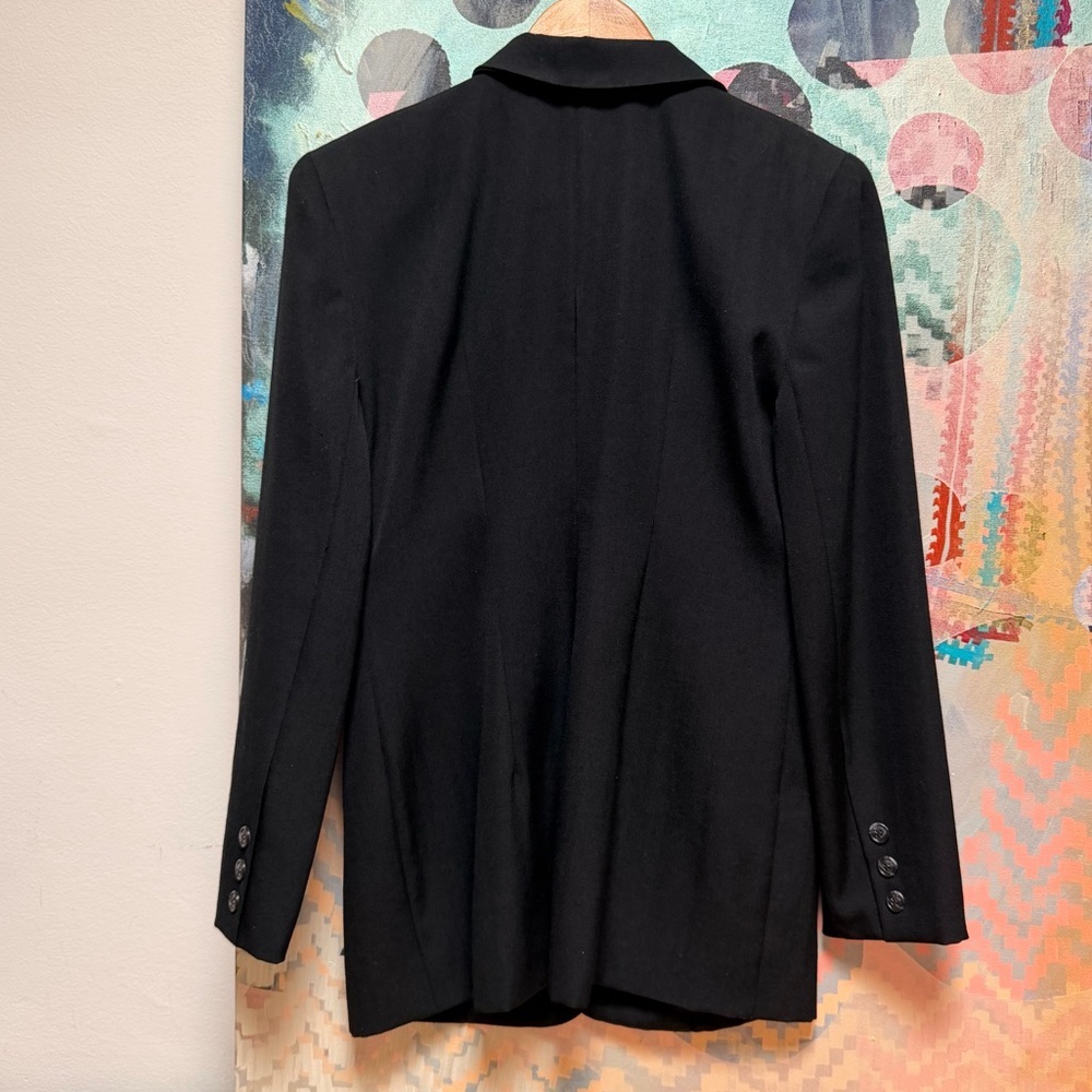 Vintage 90s Black & White Wool Embroidered Blazer sz Small - Picture 3 of 9